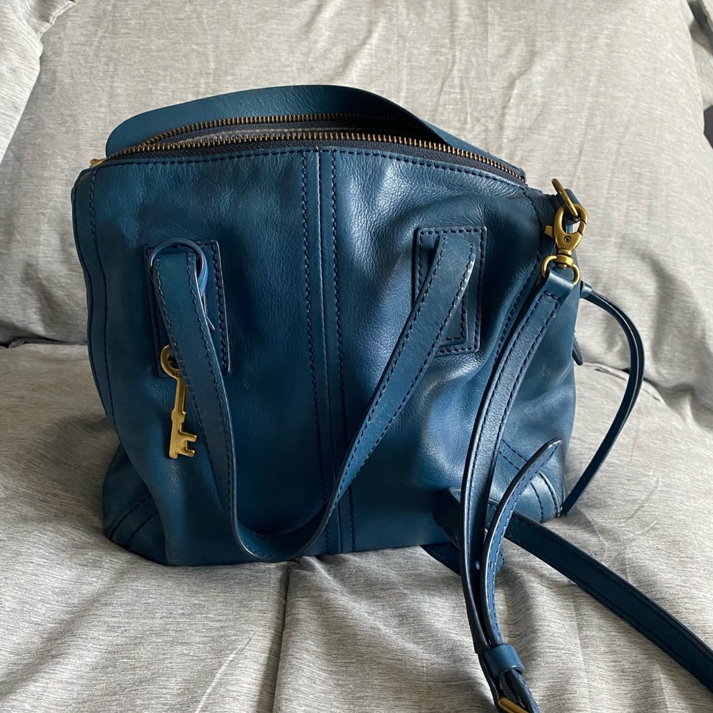 Blue Emma satchel fossil bag
